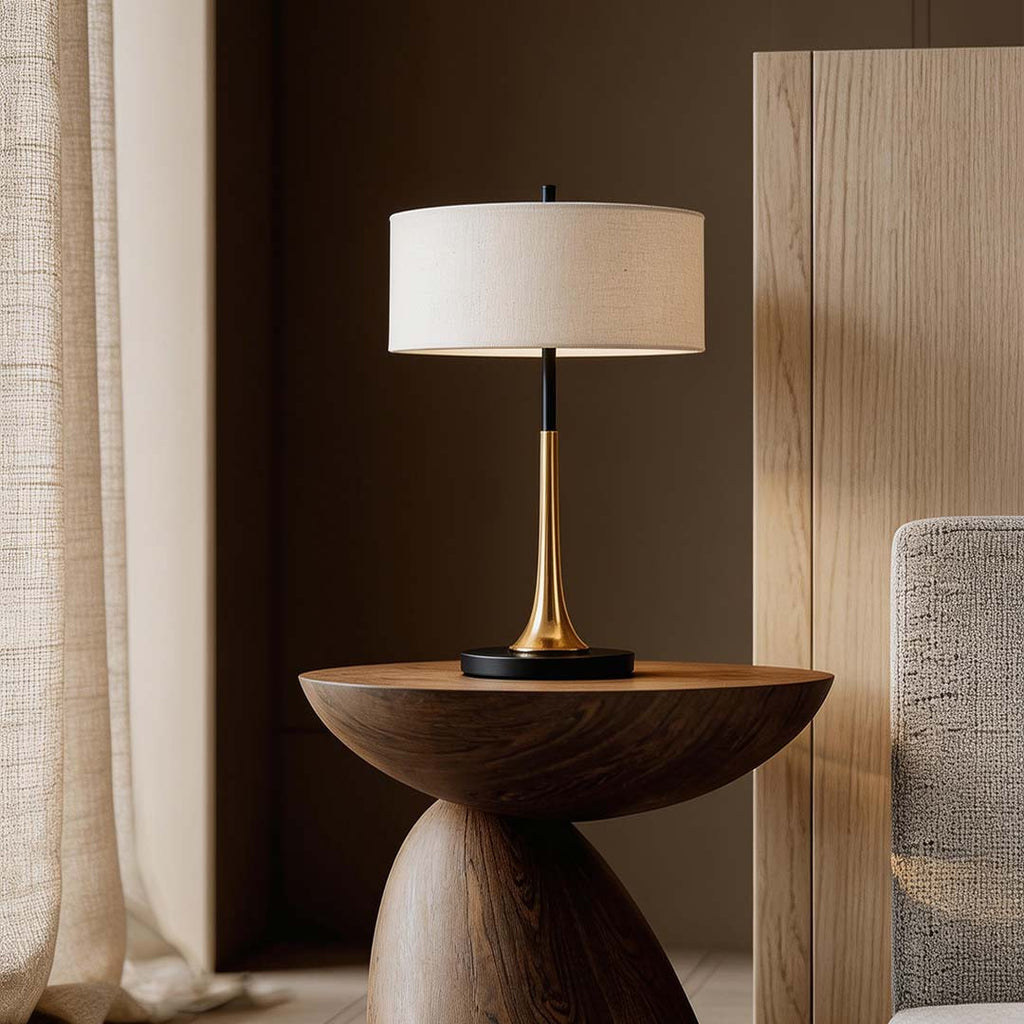 Elegant Modern Fabric Table Lamp with Metal Base and LED Bulb - Stylish Home Lighting