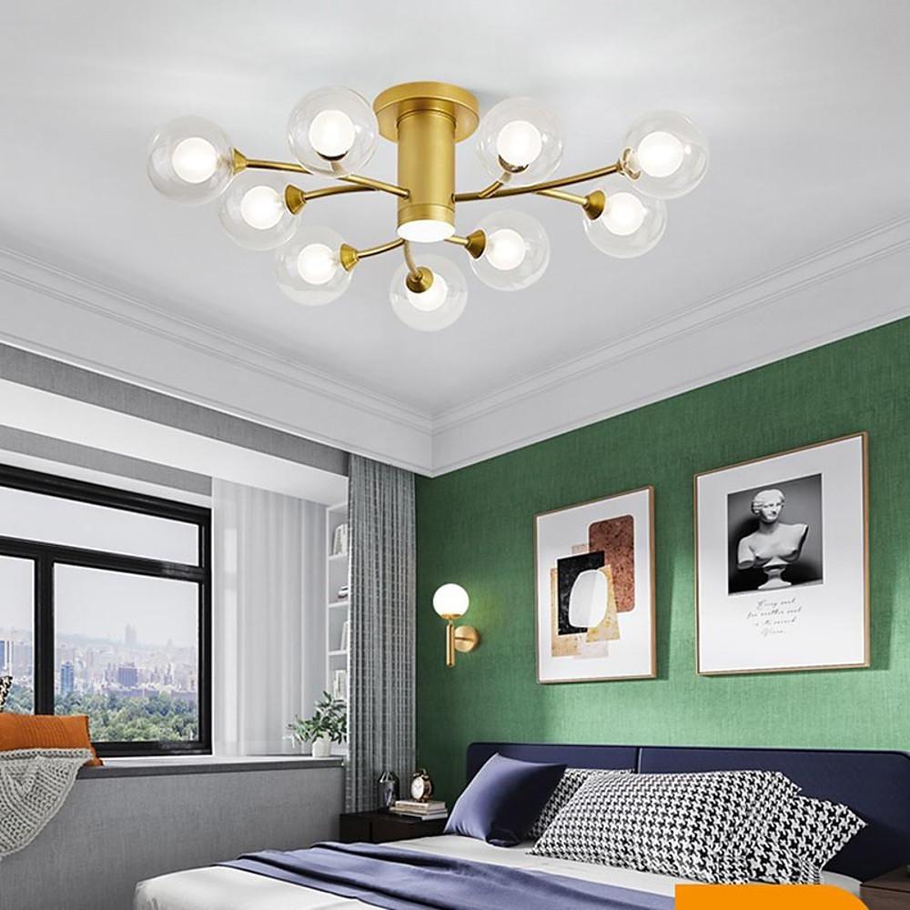 Globe Metal Glass Industrial LED Ceiling Light for Bedroom