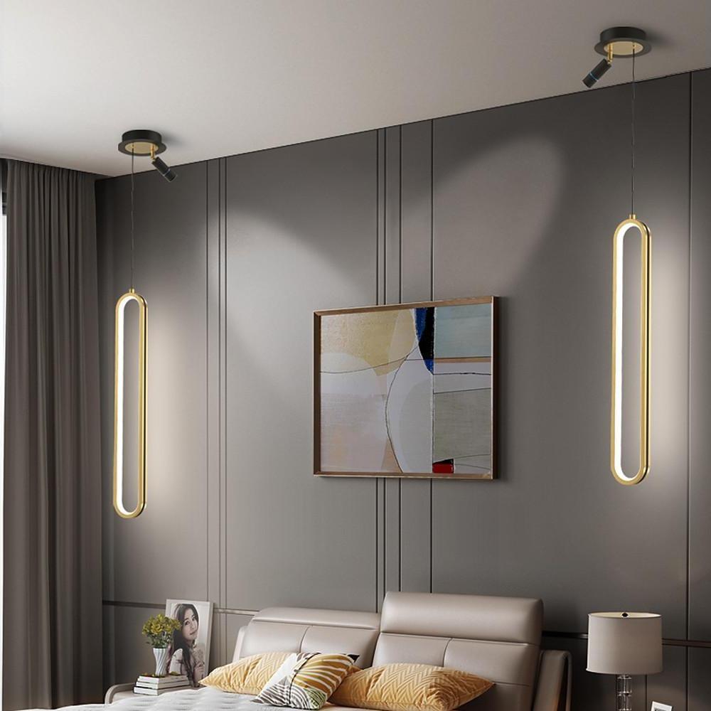 Elongated Modern Pendant Light - Metal & Acrylic Shade Fixture