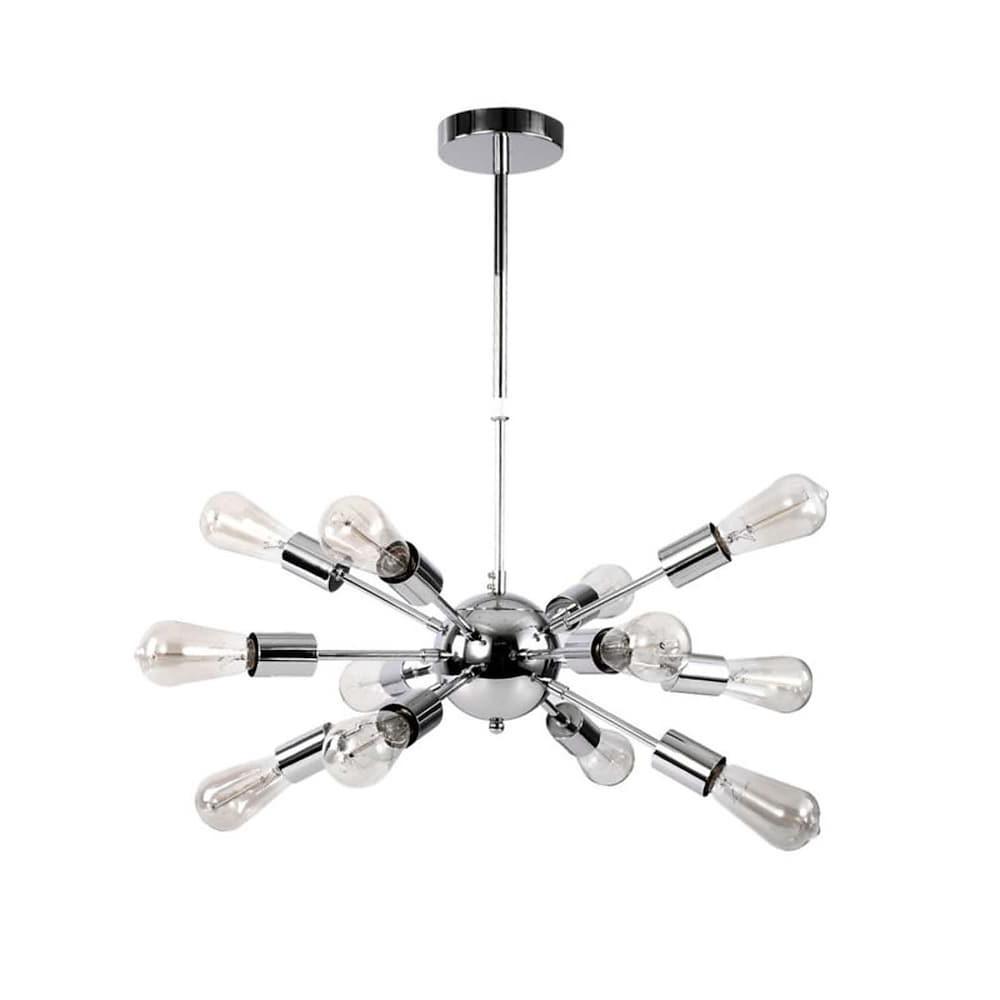 Modern Silver Sputnik Chandelier with 12 Bulbs for Dining Room & Kitchen