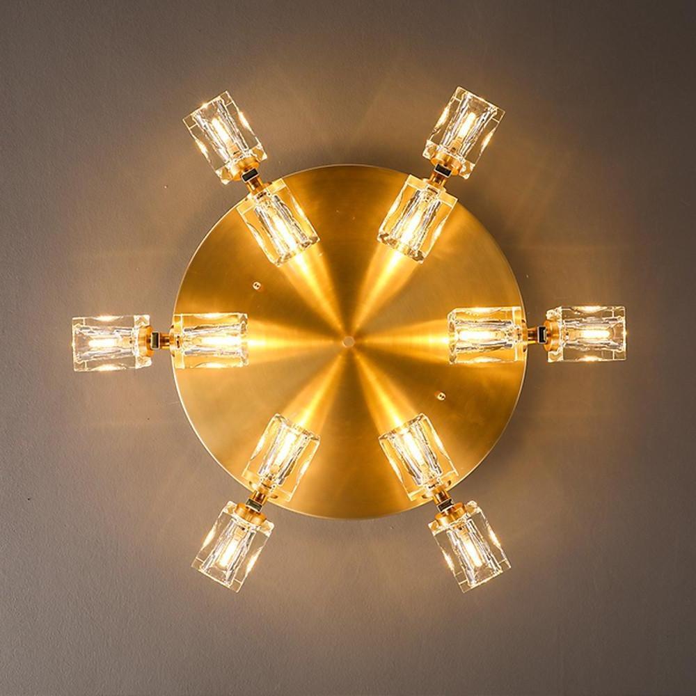 6-Light Crystal Brass Flush Mount LED Ceiling Light