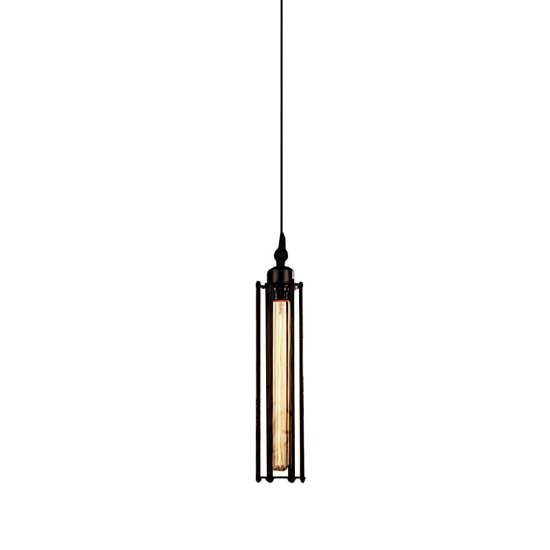 Vintage Industrial Tube Pendant Light - Iron Flute Ceiling Fixture