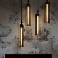 Vintage Industrial Tube Pendant Light - Iron Flute Ceiling Fixture