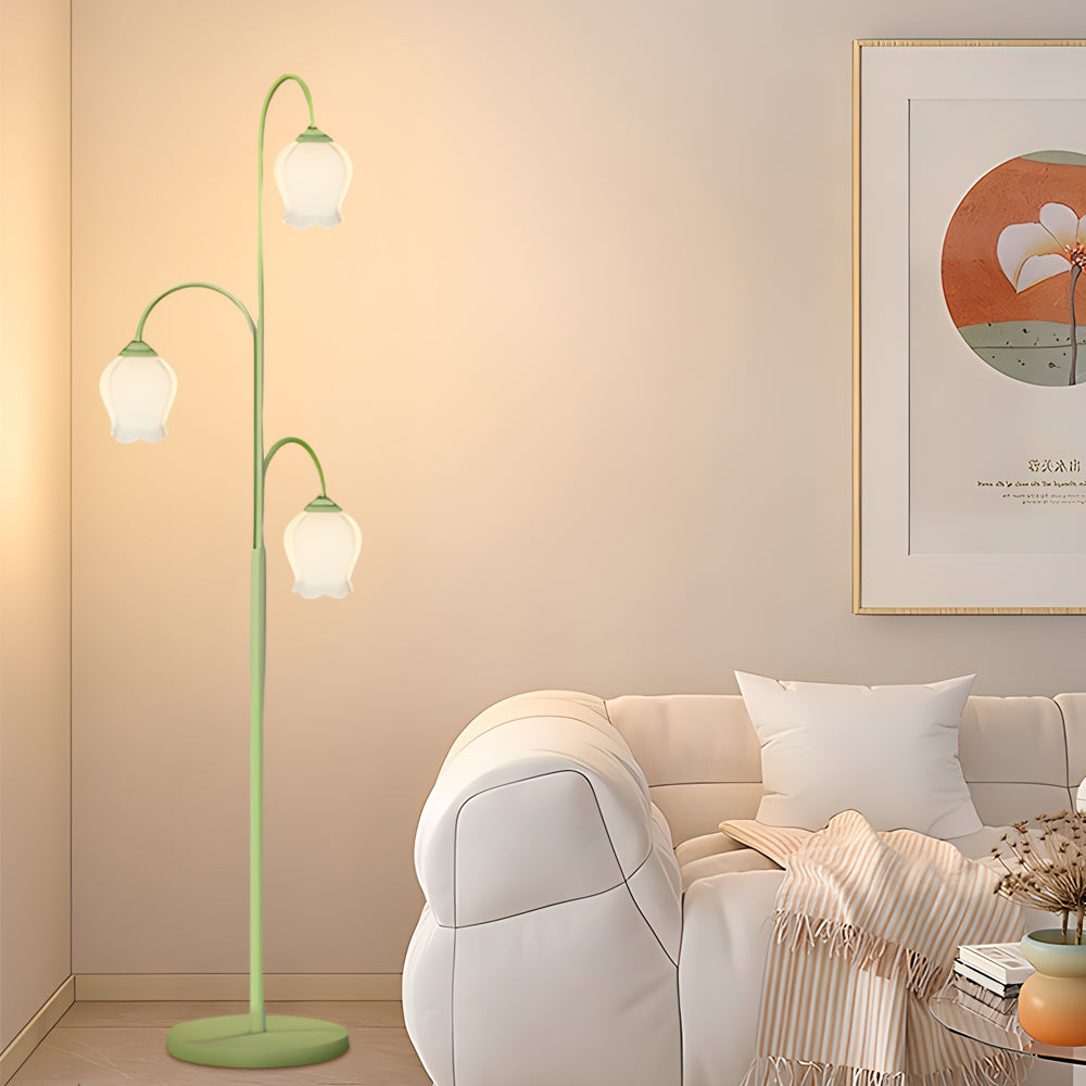 Tulip Arc Floor Light - French Three-Light Iron Lamp