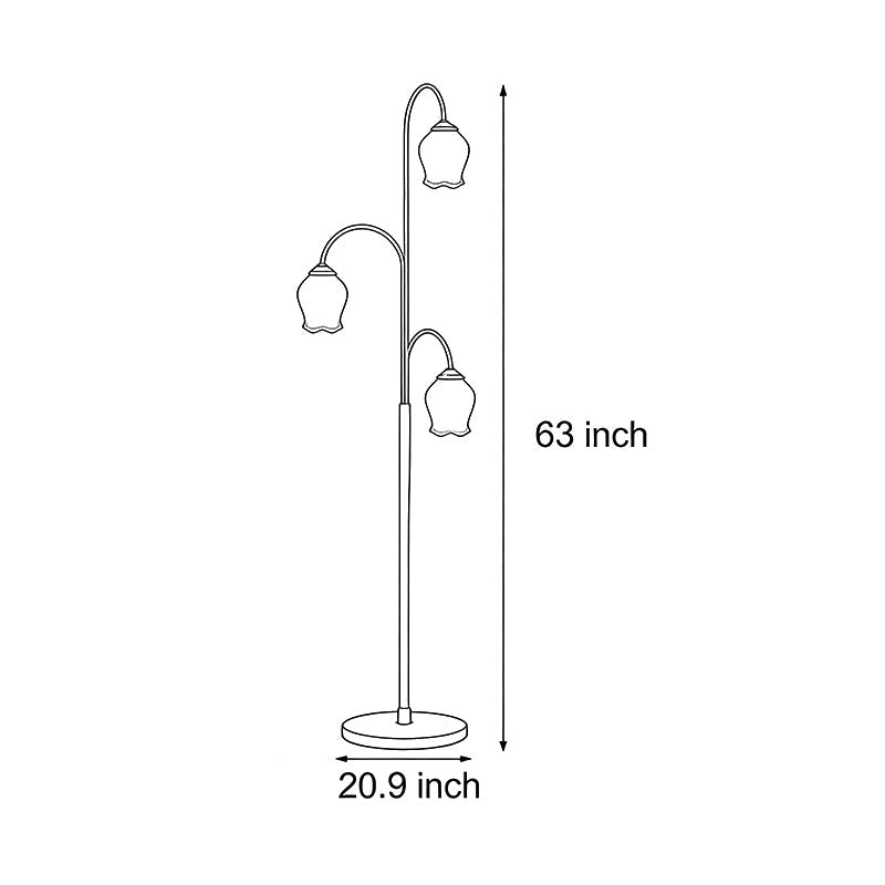 Tulip Arc Floor Light - French Three-Light Iron Lamp