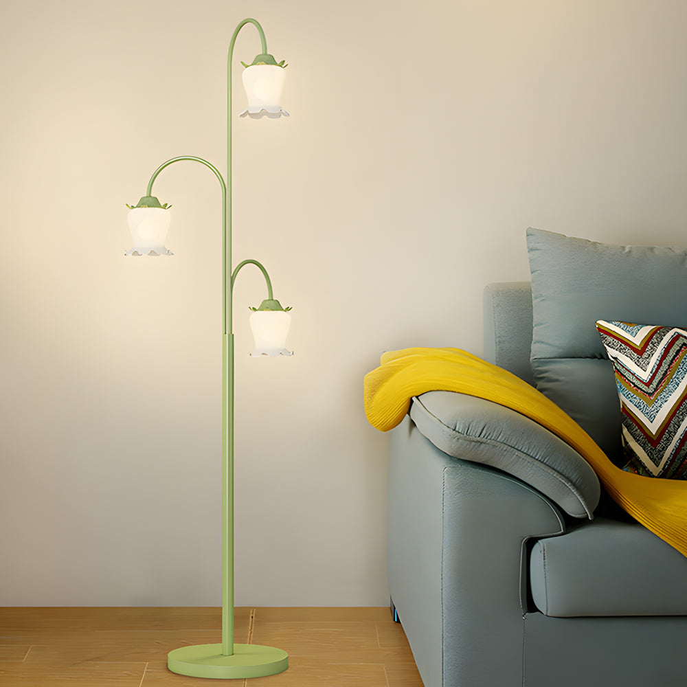 Tulip Arc Floor Light - French Three-Light Iron Lamp