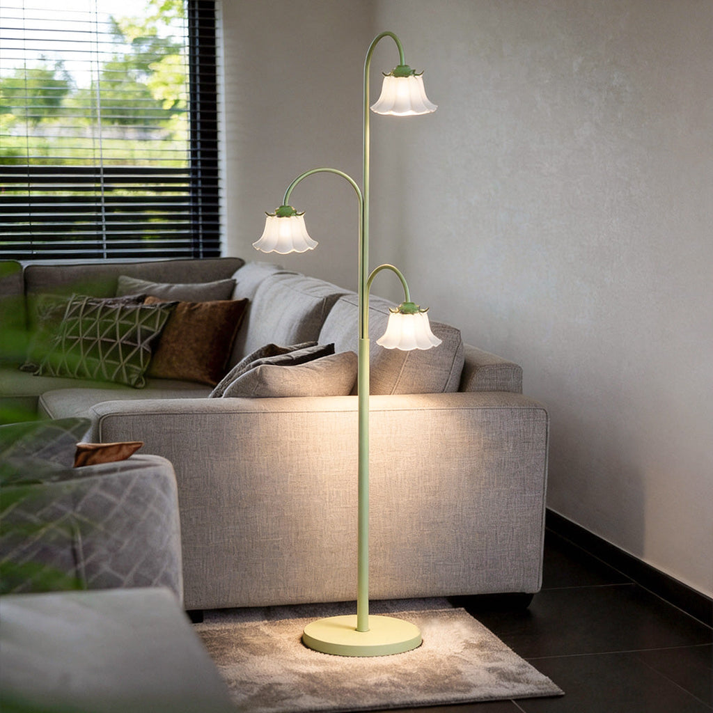 Tulip Arc Floor Light - French Three-Light Iron Lamp