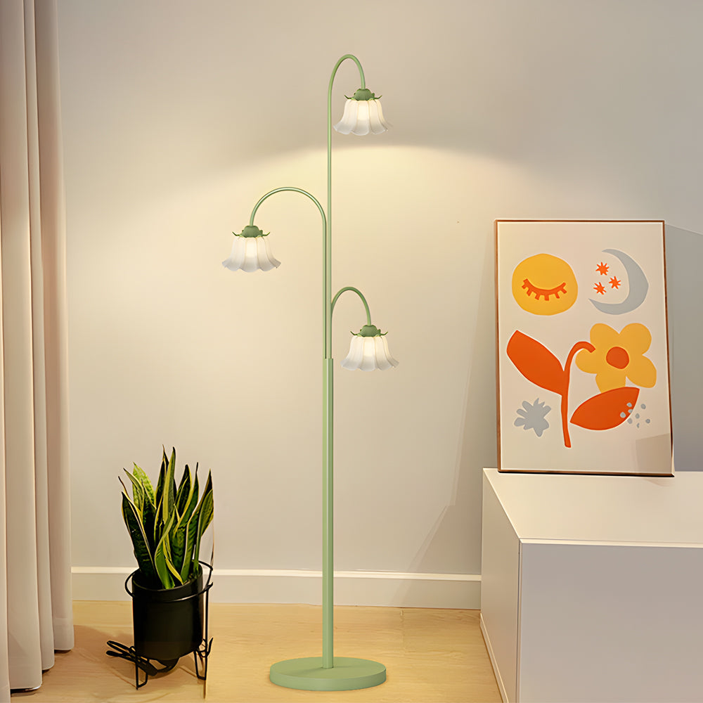 Tulip Arc Floor Light - French Three-Light Iron Lamp