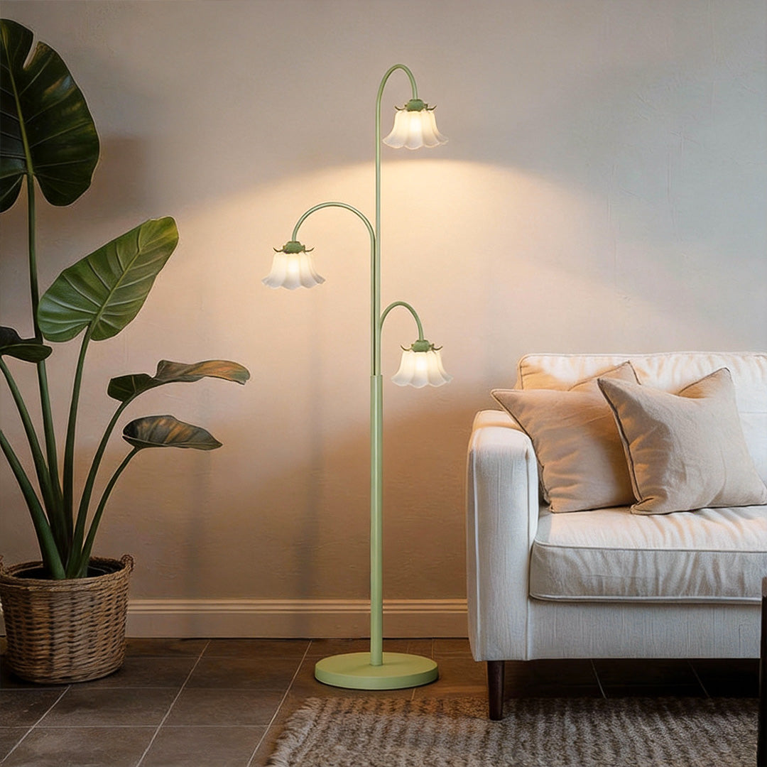 Tulip Arc Floor Light - French Three-Light Iron Lamp