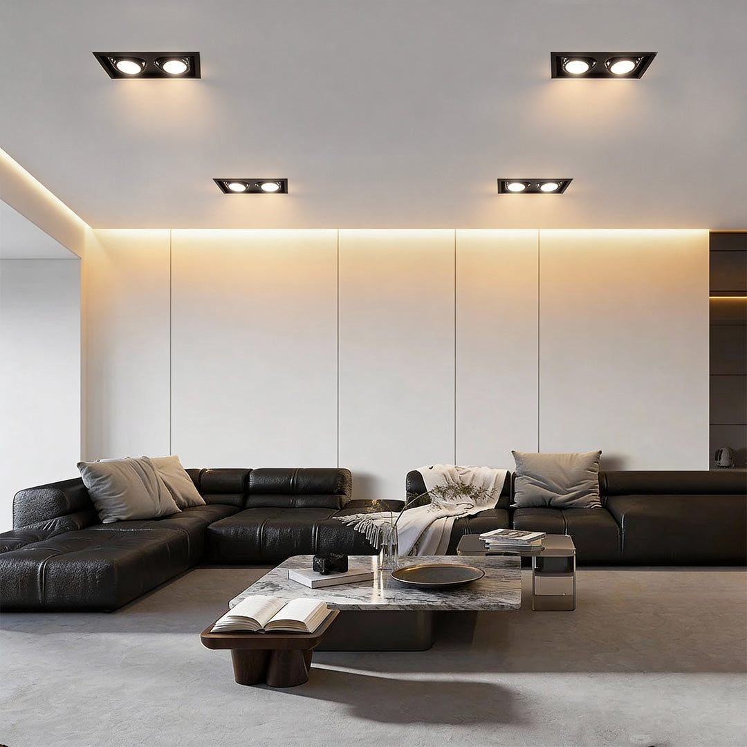 Ceiling Twin Light Adjustable Recessed Spotlight – Modern Rectangular Design