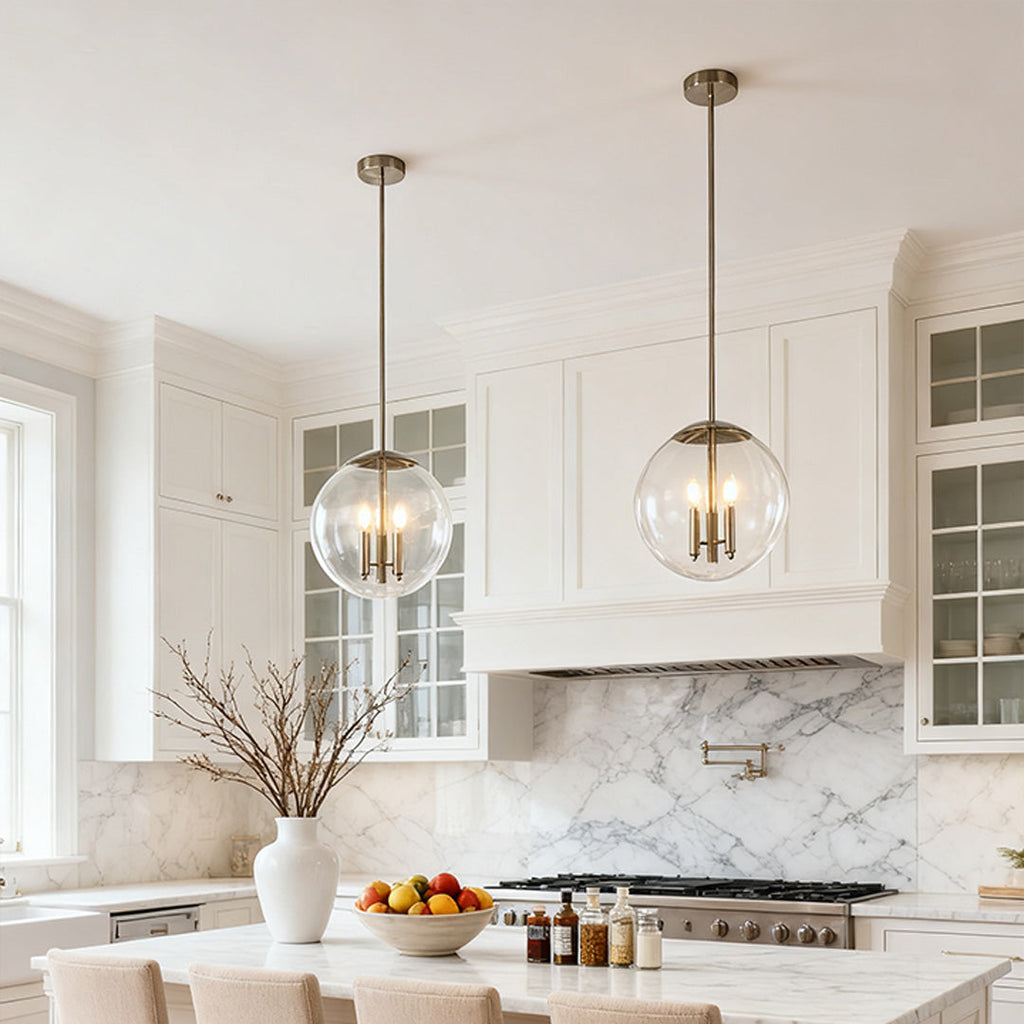Glass Orb Pendant Light - Contemporary Chic Silver Ceiling Fixture