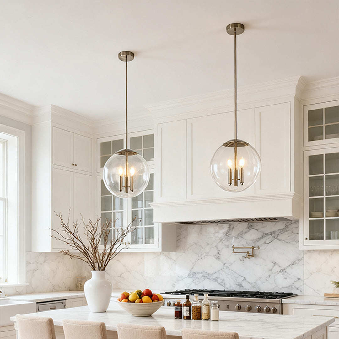 Glass Orb Pendant Light - Contemporary Chic Silver Ceiling Fixture