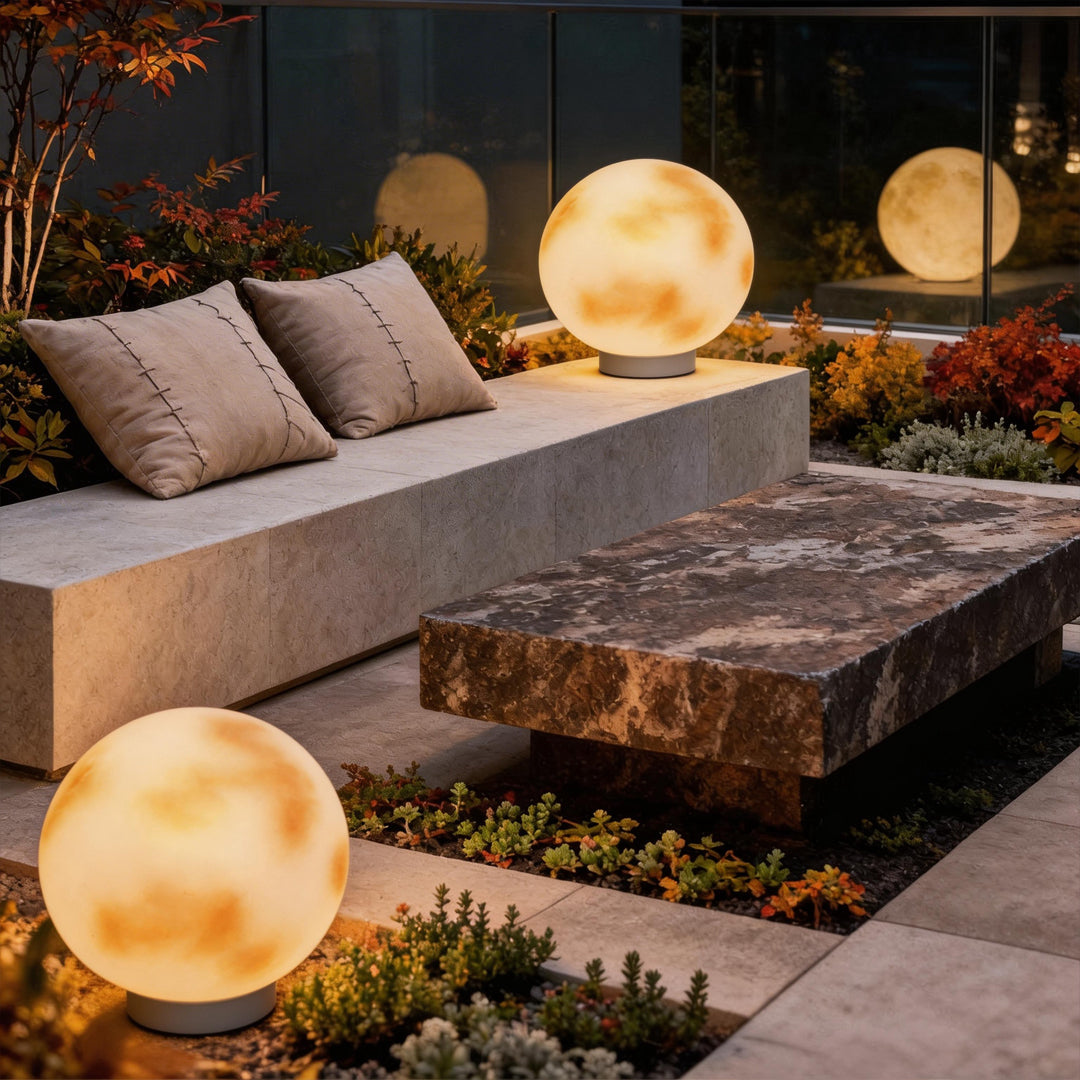 Moon-Shaped Stone Pillar Light - Outdoor Decorative Solar Lantern