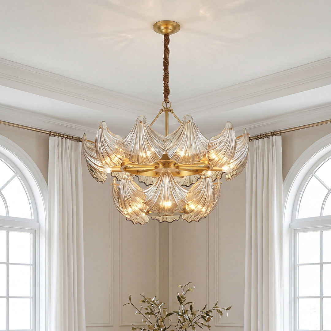 Modern Luxury Copper Glass Chandelier - Elegant Ceiling Light Fixture