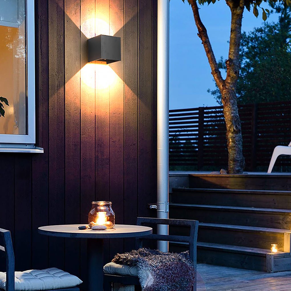 Modern Square Waterproof Up Down Wall Sconce Light