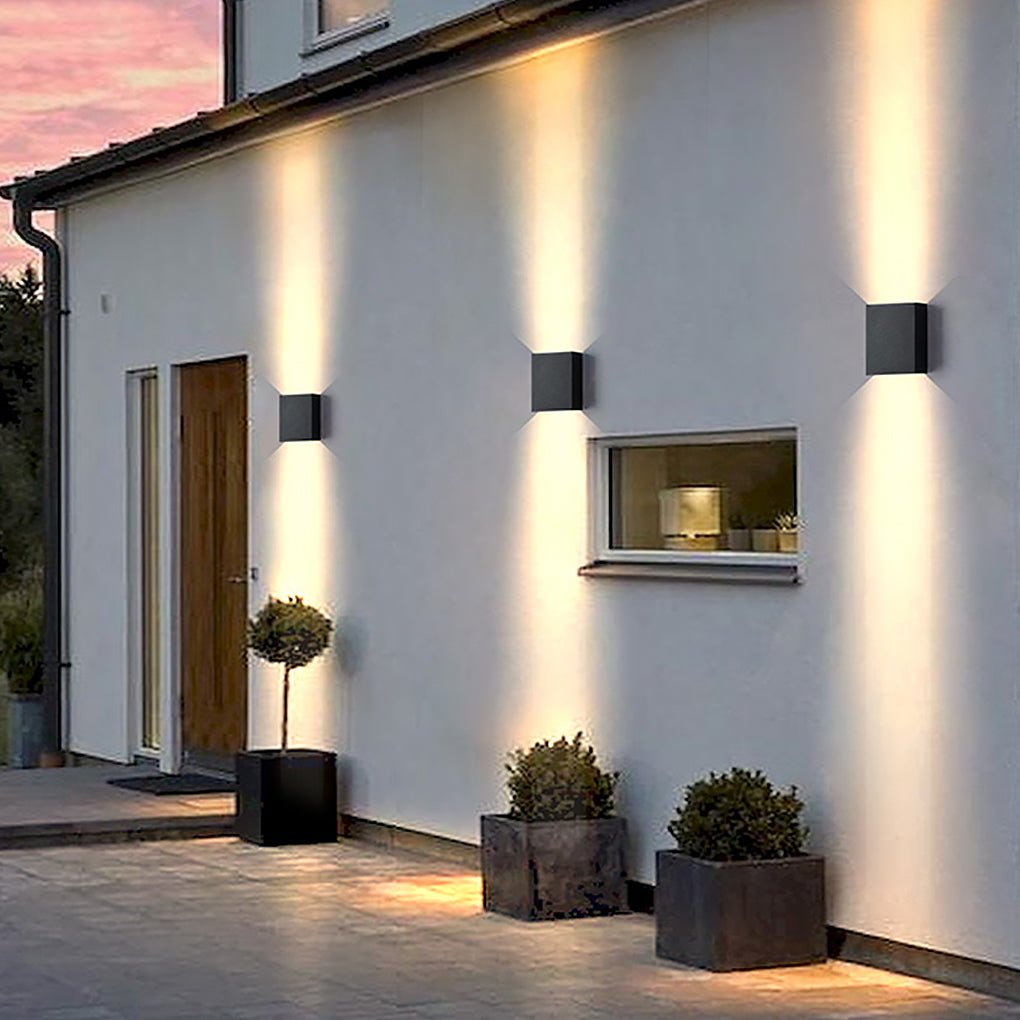 Up Down Modern Square Wall Light - Illuminated LED Lamp for Indoor & Outdoor Use