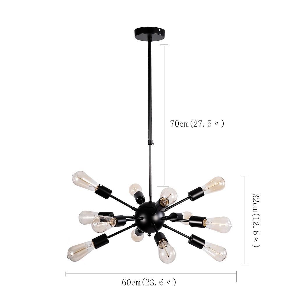 Modern Silver Sputnik Chandelier with 12 Bulbs for Dining Room & Kitchen