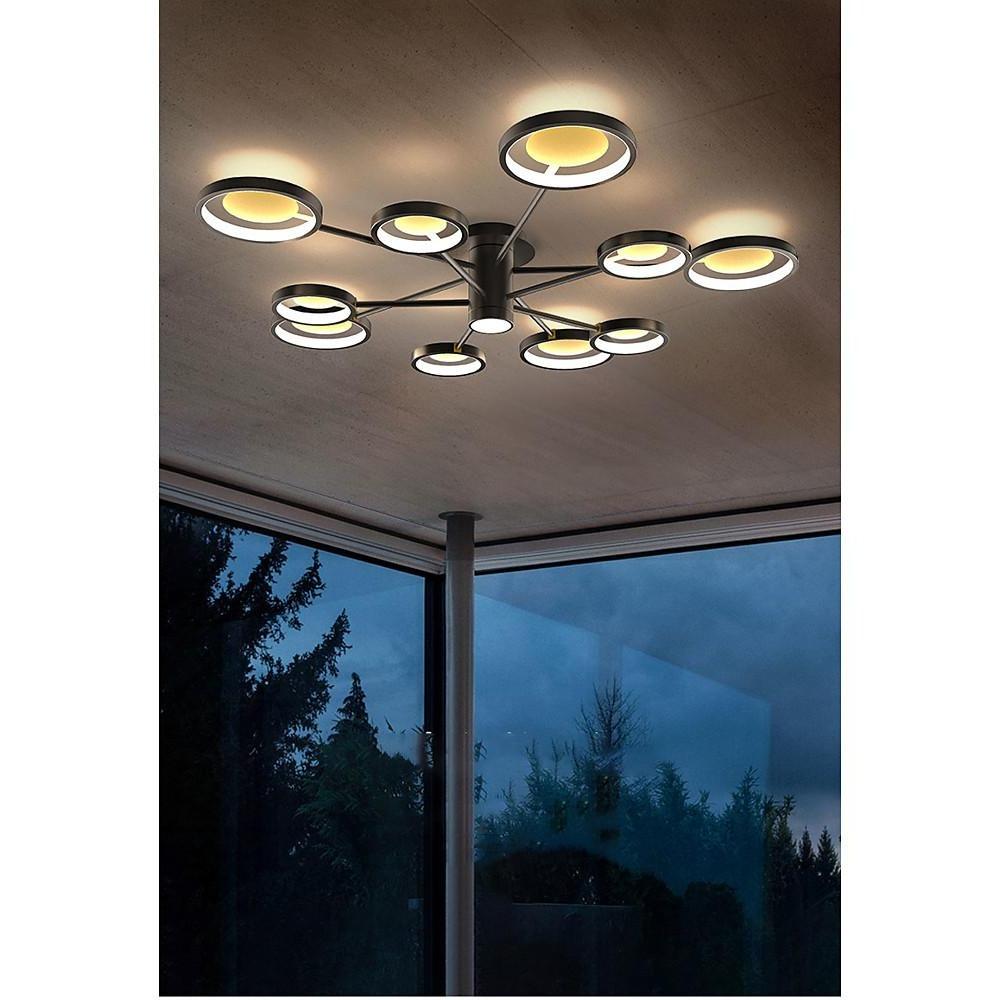Mid Century Modern Flush Mount LED Light - Industrial Circle Design, Stylish Ceiling Fixture