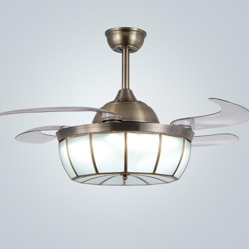 19-Inch Retractable Ceiling Fan with Light for Home Office