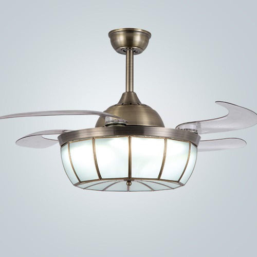 19-Inch Retractable Ceiling Fan with Light for Home Office
