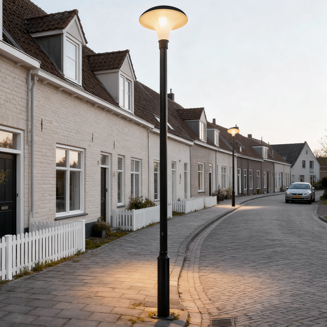 UFO Solar Street Light Waterproof Black LED Pole Lamp