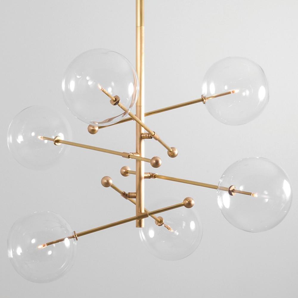 Geometric Globe Chandelier - Metal Glass Ceiling Light for Kitchen Dining Room