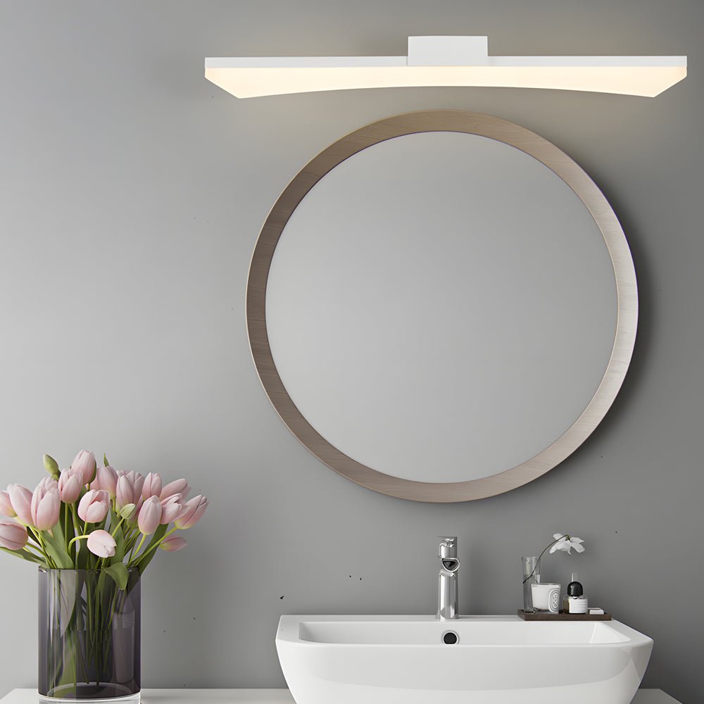 Ultra-Sleek Curved Linear LED Vanity Light for Modern Bathrooms, Contemporary Bathroom Lighting Fixture, Energy-Efficient LED Vanity Light, Stylish Curved LED Wall Sconce, Modern Home Decor Lighting, Brushed Nickel Finish Bathroom Light, Adjustable Bright