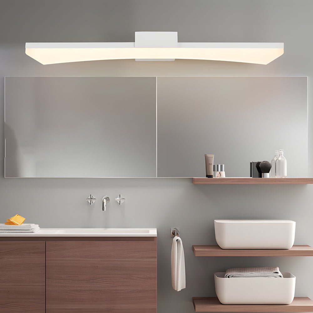 Ultra-Sleek Curved Linear LED Vanity Light for Modern Bathrooms, Contemporary Bathroom Lighting Fixture, Energy-Efficient LED Vanity Light, Stylish Curved LED Wall Sconce, Modern Home Decor Lighting, Brushed Nickel Finish Bathroom Light, Adjustable Bright
