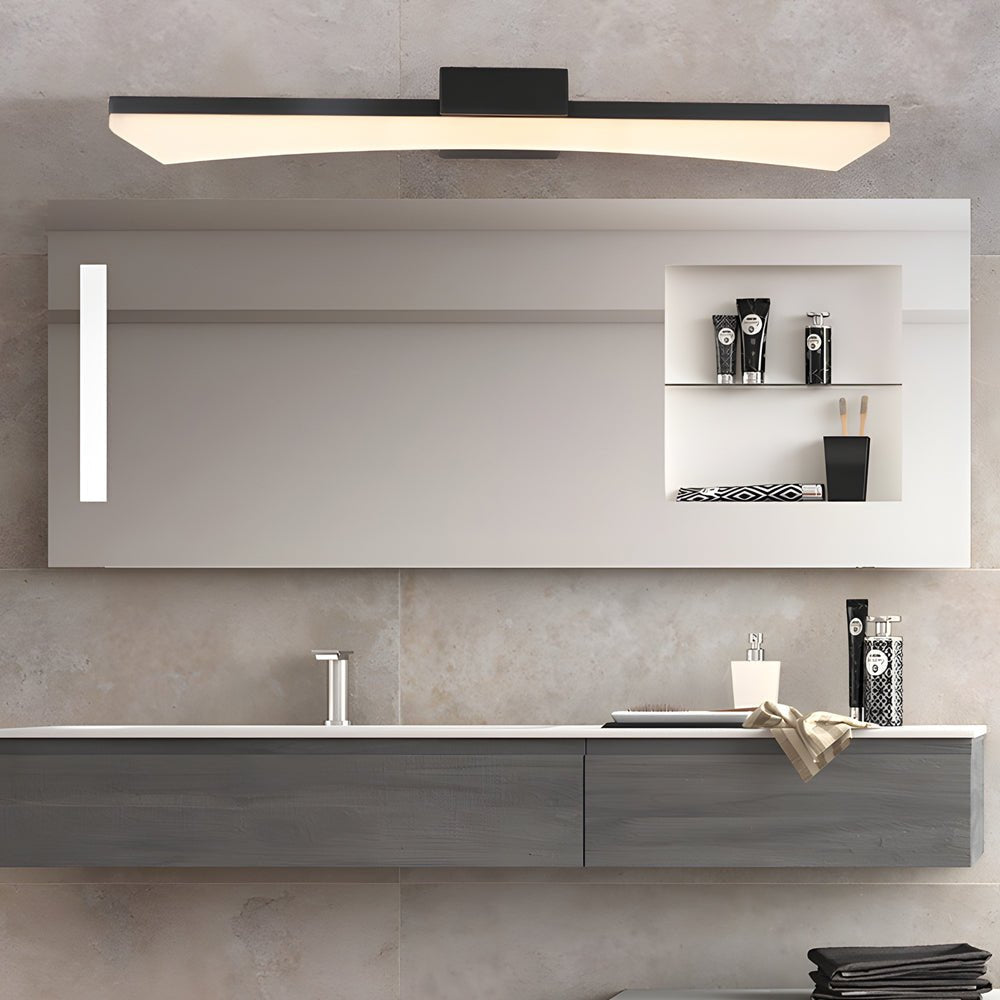 Ultra-Sleek Curved Linear LED Vanity Light for Modern Bathrooms, Contemporary Bathroom Lighting Fixture, Energy-Efficient LED Vanity Light, Stylish Curved LED Wall Sconce, Modern Home Decor Lighting, Brushed Nickel Finish Bathroom Light, Adjustable Bright