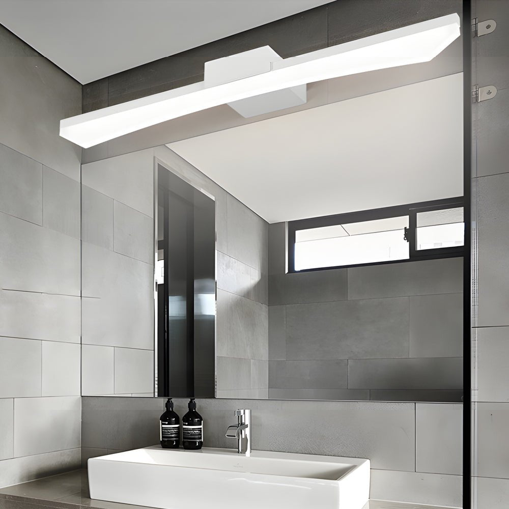 Ultra-Sleek Curved Linear LED Vanity Light for Modern Bathrooms, Contemporary Bathroom Lighting Fixture, Energy-Efficient LED Vanity Light, Stylish Curved LED Wall Sconce, Modern Home Decor Lighting, Brushed Nickel Finish Bathroom Light, Adjustable Bright