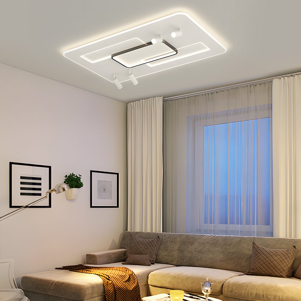 Ultra-Thin 3-Step Dimming Rectangular Ceiling Light with Spotlights