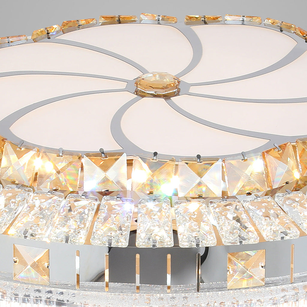 Gold Crystal Design Ceiling Fan with Light - 4-Blade Invisible Lamp