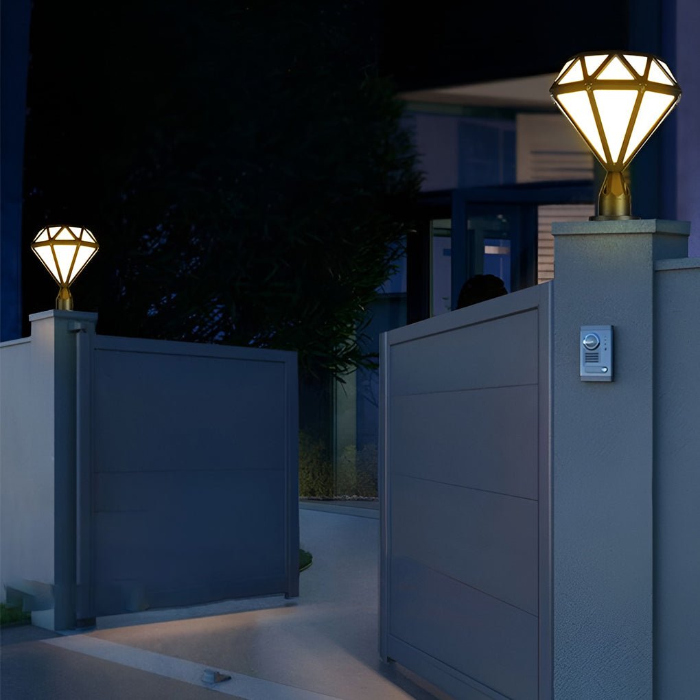 Modern Diamond-Shaped LED Waterproof Outdoor Pillar Lights