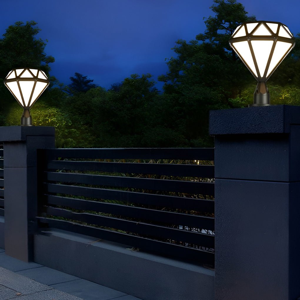 Modern Diamond-Shaped LED Waterproof Outdoor Pillar Lights