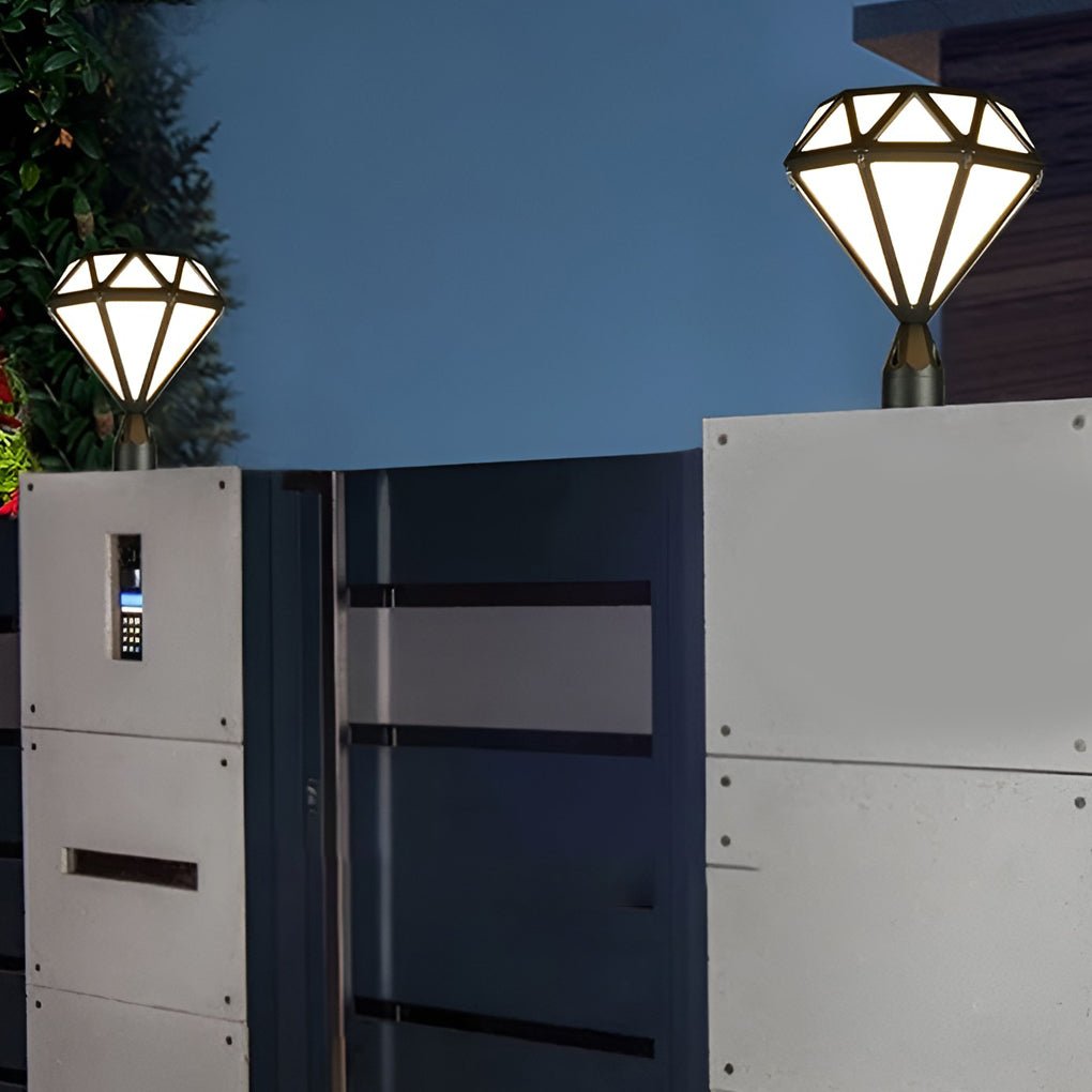 Modern Diamond-Shaped LED Waterproof Outdoor Pillar Lights