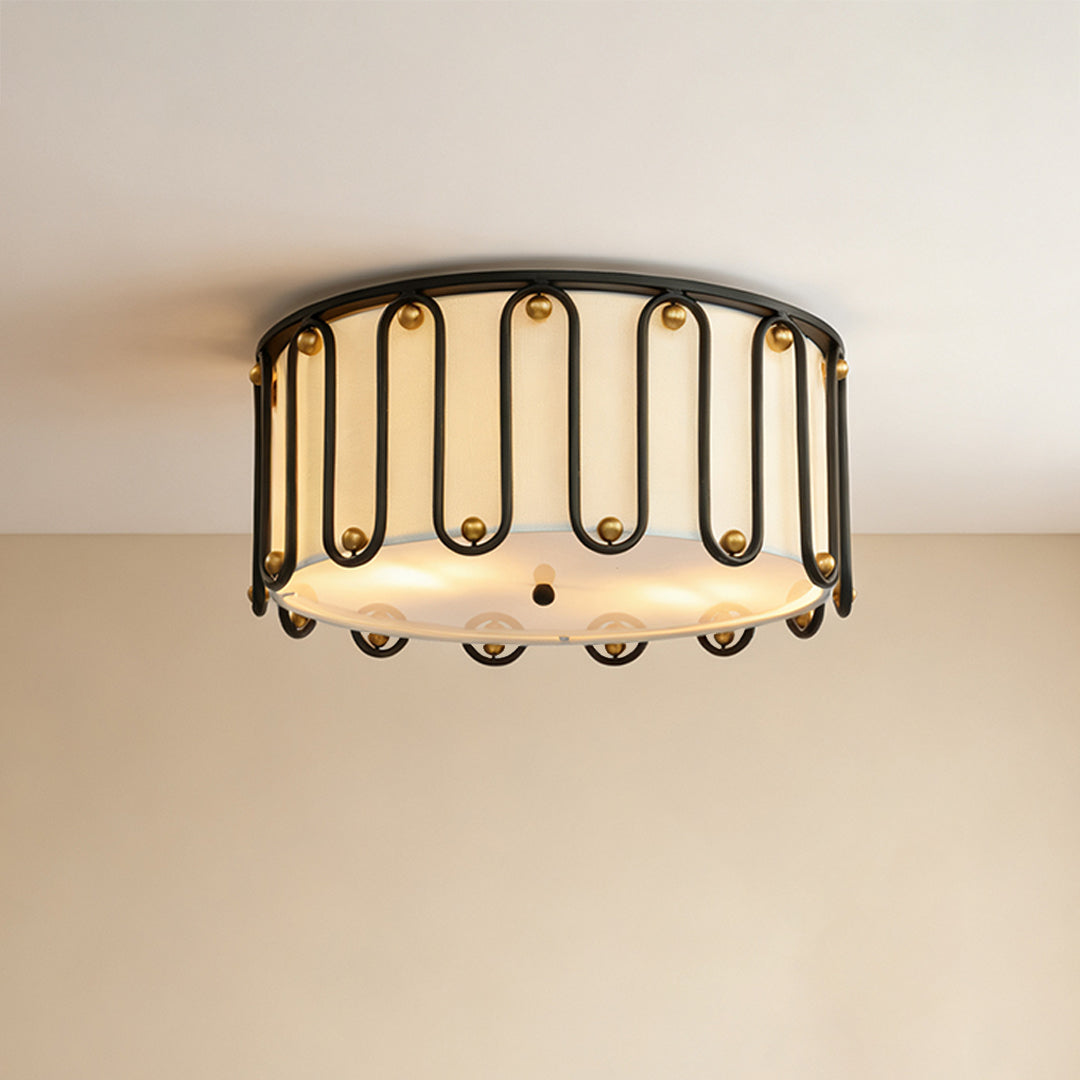 Vintage Drum Ceiling Light Flush Mount - Unique American Round Fixture
