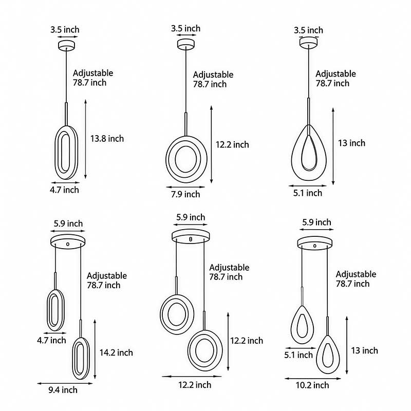 Unique Minimalist LED Pendant Light - Modern Metal Ceiling Fixture