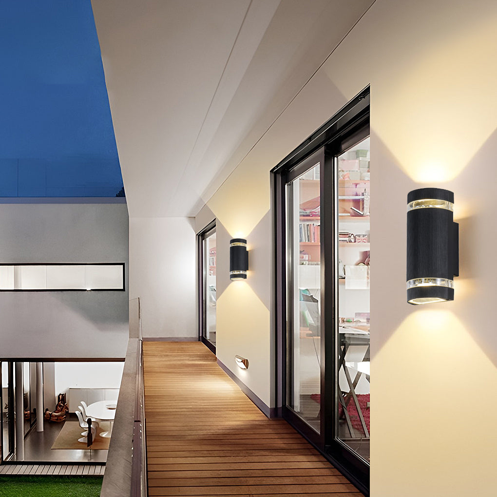 Up and Down Black Waterproof Outdoor Wall Sconce Light
