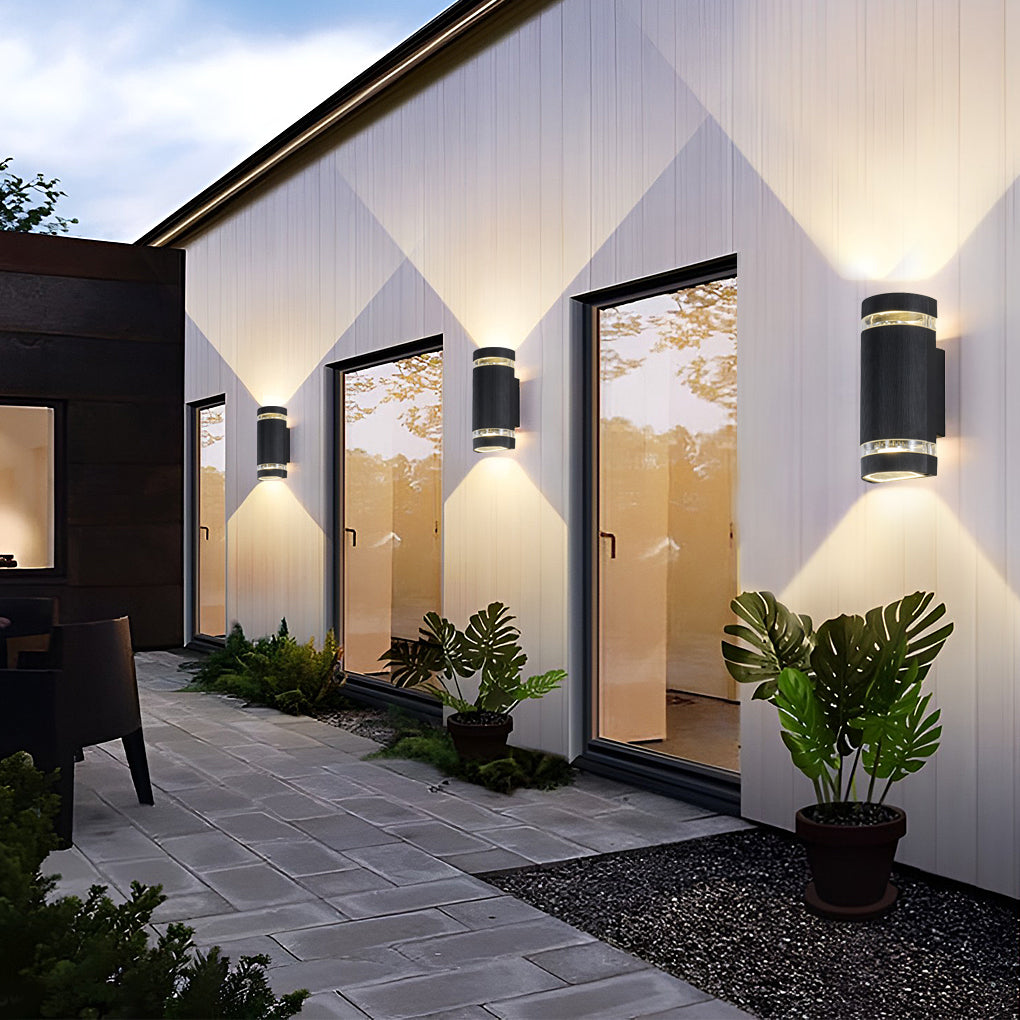 Up and Down Black Waterproof Outdoor Wall Sconce Light