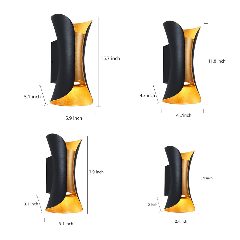 Modern Curved LED Up Down Waterproof Wall Light
