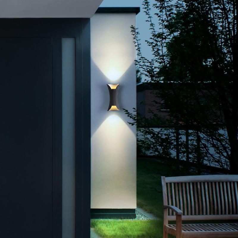 Modern Curved LED Up Down Waterproof Wall Light
