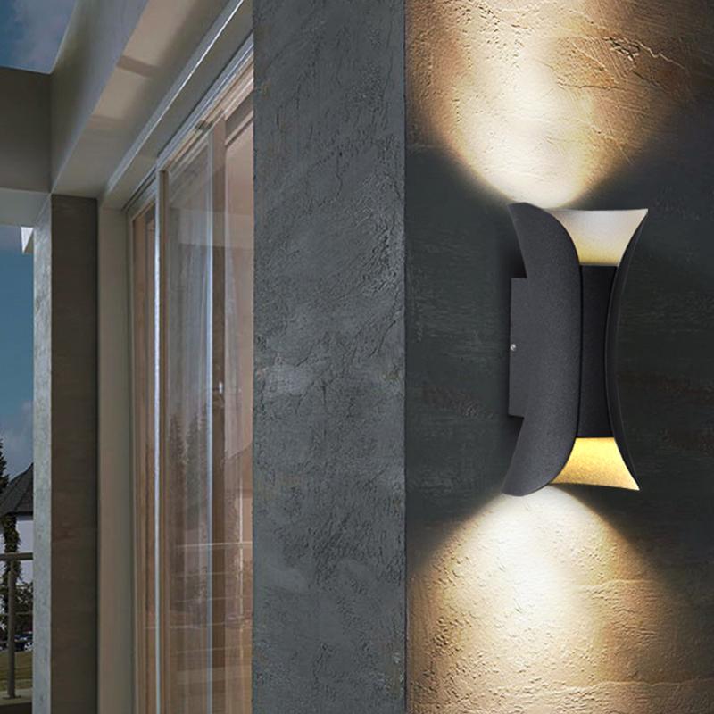 Modern Curved LED Waterproof Up Down Wall Lights