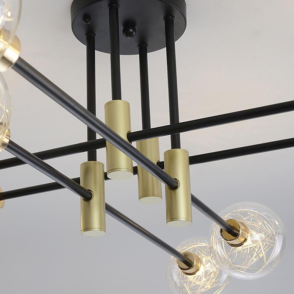 8-Light Electroplated Metal Glass LED Flush Mount Lighting