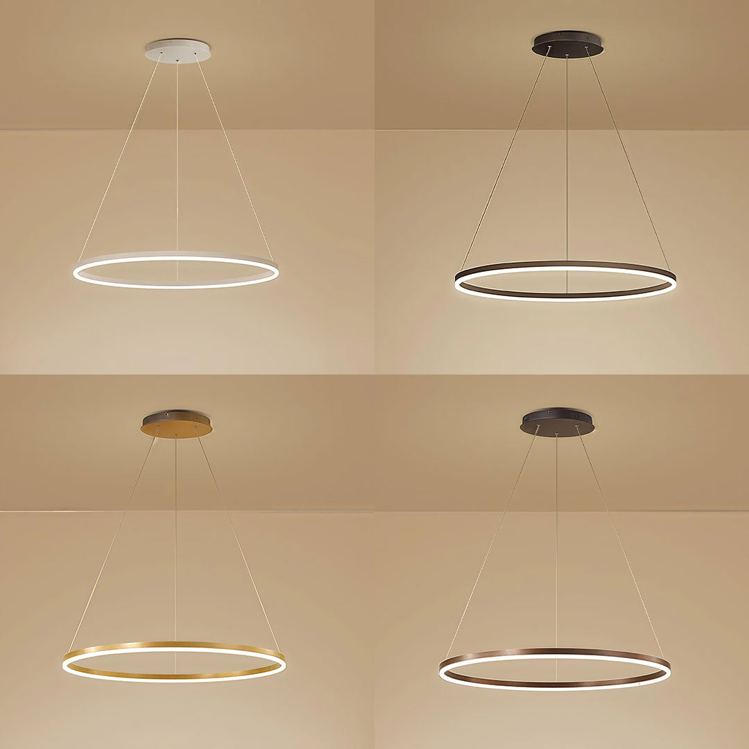 Black LED Ring Chandelier - Modern Aluminum Ceiling Light
