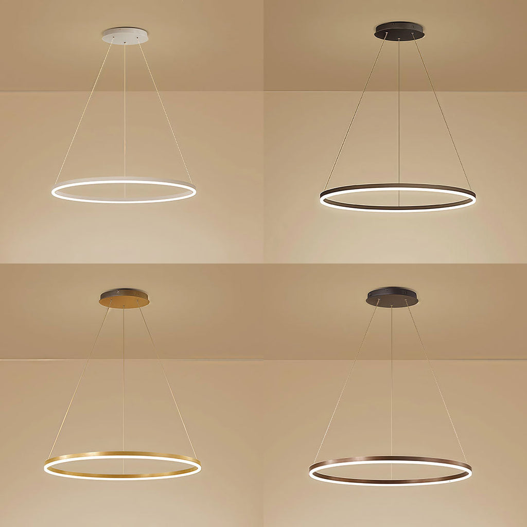Black LED Ring Chandelier Modern Aluminum Ceiling Light