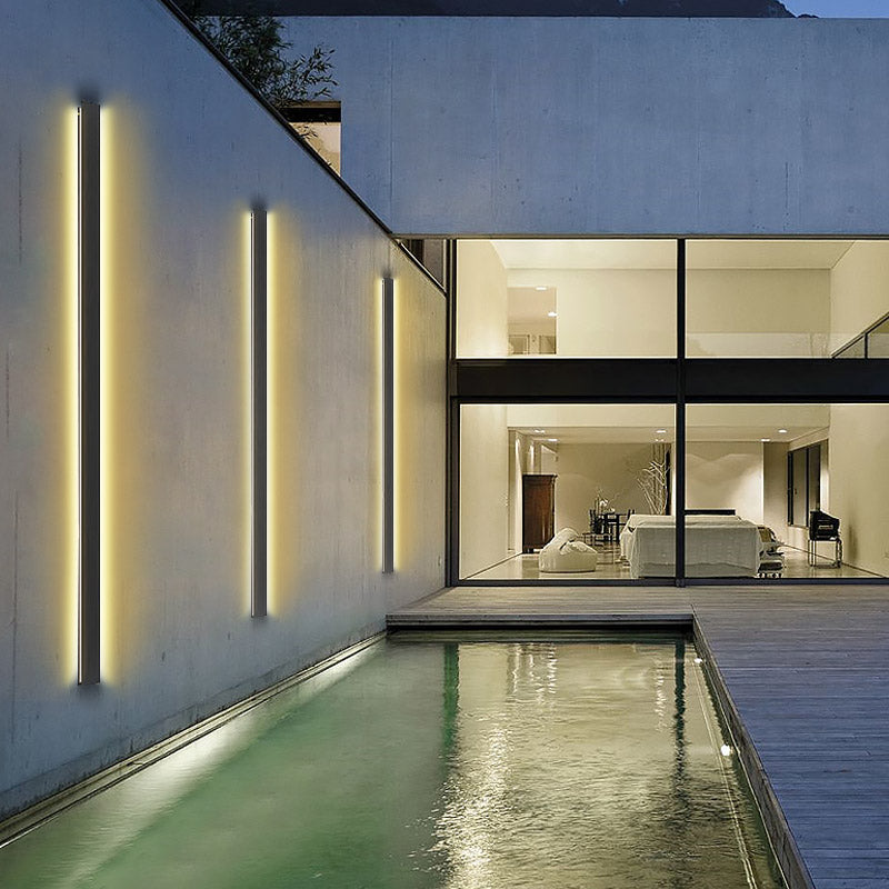 Modern LED Linear Wall Light - Black Outdoor Lighting