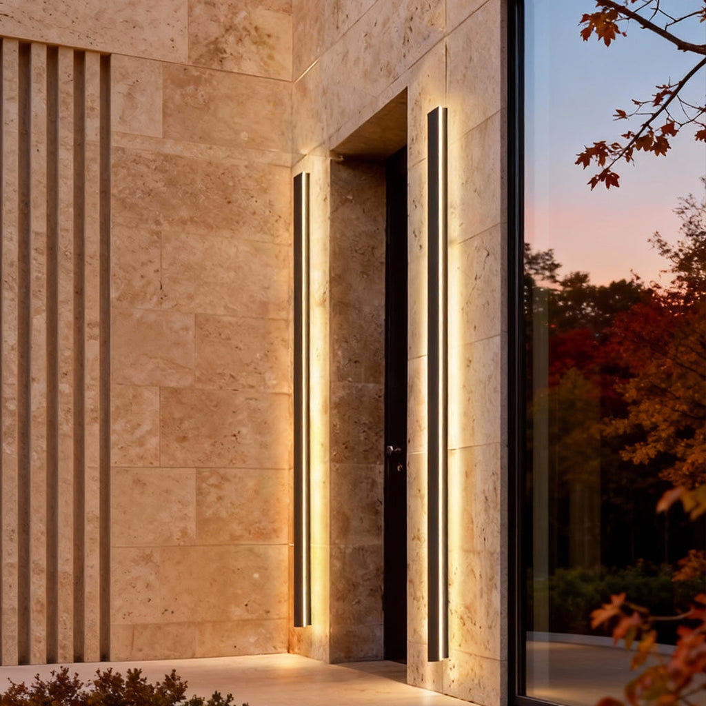 Modern Linear Outdoor Wall Sconce LED Black Lamp Minimalist Design