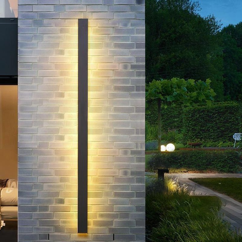 Modern Linear Outdoor Wall Sconce LED Black Lamp Minimalist Design