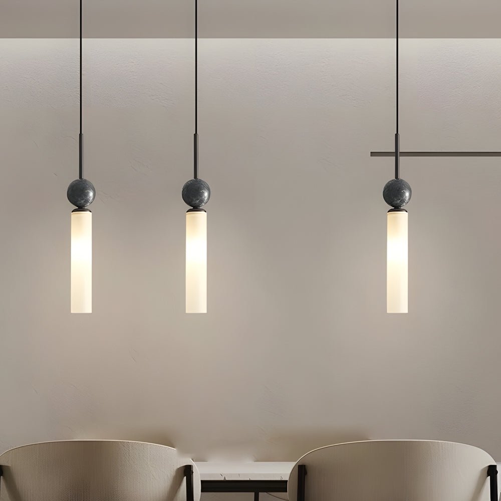 Vertical Marble Cylinder Pendant Light - Modern Hanging Lamp, Elegant Home Lighting, Contemporary Ceiling Fixture