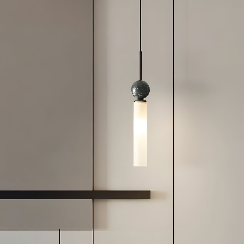 Vertical Marble Cylinder Pendant Light - Modern Hanging Lamp, Elegant Home Lighting, Contemporary Ceiling Fixture